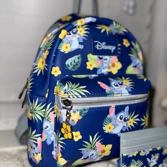 Disney Blue and Yellow Tropical Mini Backpack PHOTOS: New Neon Summer Loungefly Mini Backpack Brings a  main image 4